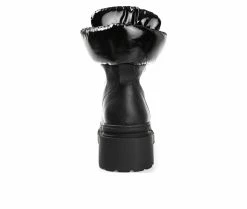 Promo 🥰 Women's Journee Collection Irrah Heeled Combat Booties Black 🛒 -London Rag Sales Store 5 344