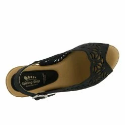 Best Pirce ✨ Women's SPRING STEP Abigail Wedge 🩴 Sandals Black 🧨 -London Rag Sales Store 5 502