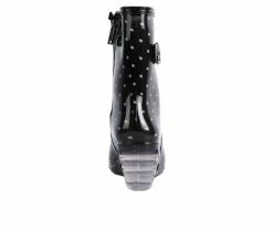 Budget 🤩 Women's London Rag Drench Wedge Rain 🥾 Boots Black ⌛ -London Rag Sales Store 5 553