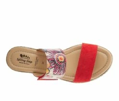 New 🤩 Women's SPRING STEP Laveta Wedge 🩴 Sandals Red Multi 😀 -London Rag Sales Store 5 567
