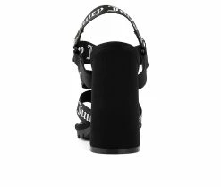 Promo 👍 Women's Juicy Georgette Block Heel 👗 Dress 🩴 Sandals Black ⌛ -London Rag Sales Store 5 65