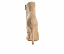 Coupon 😀 Women's Journee Collection Cameron Heeled Booties Beige 🛒 -London Rag Sales Store 5 954